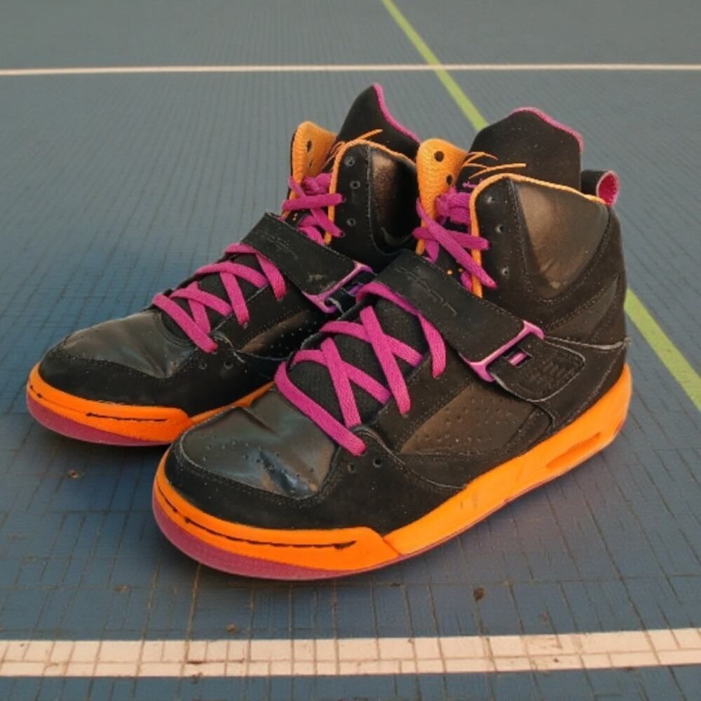 Nike Air Jordan Flight 45 Athletic Sneakers - Black/Orange/Pink - Youth 7